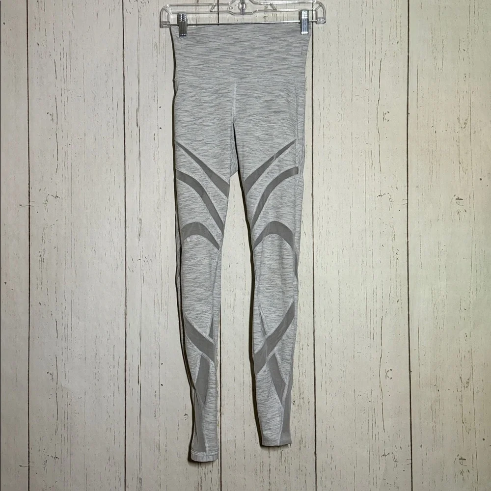 Lululemon Gray Silver Wunder Under HR Tight Mesh Athletic Leggings Size 4